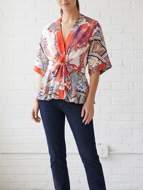 2/$25 Robert Graham 100% Silk Kimono Blouse